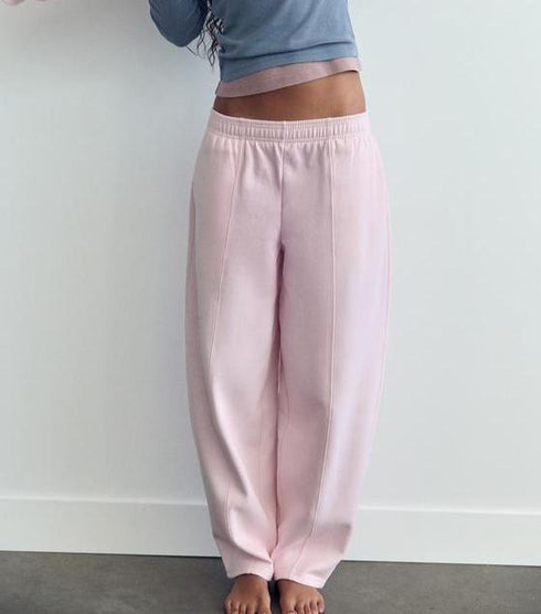 ZARA CARROT FIT PLUSH FLEECE TROUSERS